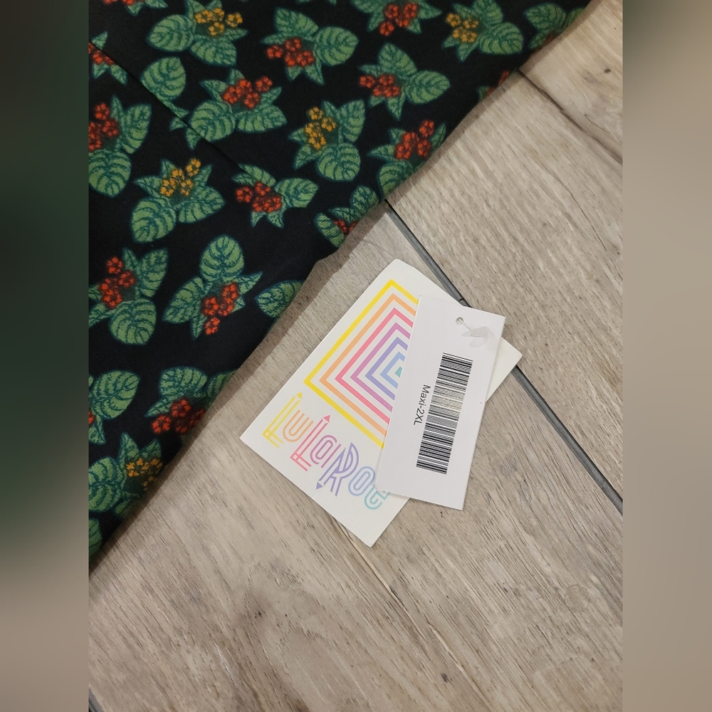 LuLaRoe Green Leaf Flower Print Soft Stretchy Maxi Skirt Size 2XL - Picture 7 of 8